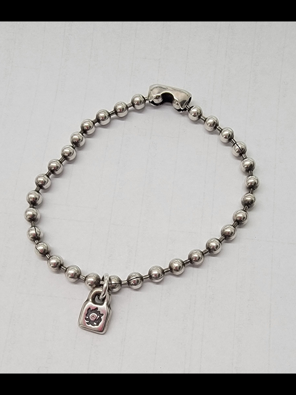 UNO de 50 Silver Beaded Bracelet with Charm